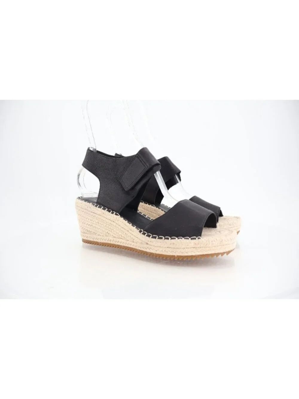 Eileen Fisher Women Weslia Leather Ankle Strap Wedge Espadrille Sandals Size 8.5